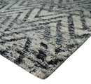 Chevron Silver and Black Shaded 5x8 Bamboo Silk Handwoven Area Rug