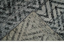 Chevron Silver and Black Shaded 5x8 Bamboo Silk Handwoven Area Rug
