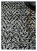 Chevron Silver and Black Shaded 5x8 Bamboo Silk Handwoven Area Rug