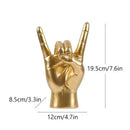 Chic black glossy rock hand gesture sculpture living room decor