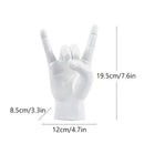 Chic black glossy rock hand gesture sculpture living room decor