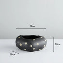 Chic black resin flower pot with gold accent – living room vase