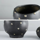 Chic black resin flower pot with gold accent – living room vase