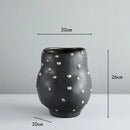 Chic black resin flower pot with gold accent – living room vase