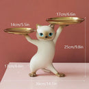Chic cream and gold cat resin tray living room decor accessory