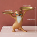 Chic cream and gold cat resin tray living room decor accessory