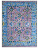 Chic Vibrant Hand Knotted Pink and Blue 8x10, 9x12, and 10x14 Traditional Wool Rug