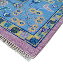 Chic Vibrant Hand Knotted Pink and Blue 8x10, 9x12, and 10x14 Traditional Wool Rug