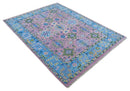 Chic Vibrant Hand Knotted Pink and Blue 8x10, 9x12, and 10x14 Traditional Wool Rug