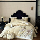 Chinese flowers bird embroidery bedding set bedroom white satin duvet