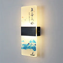 Chinese ink landscape acrylic shade wall lamp bedroom light
