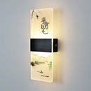 Chinese ink landscape acrylic shade wall lamp bedroom light