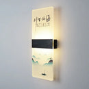 Chinese ink landscape acrylic shade wall lamp bedroom light