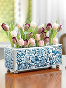 Chinese retro blue & white porcelain flowerpot vase living room decor