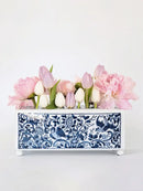 Chinese retro blue & white porcelain flowerpot vase living room decor