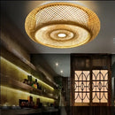 DecorBites™ Bamboo Wicker Rattan Round Lantern Ceiling Light - Chinese Style Hand-Woven Fixture