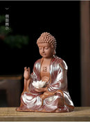 Chinese style bronze & silver ceramic sakyamuni buddha statue living room