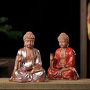 Chinese style bronze & silver ceramic sakyamuni buddha statue living room