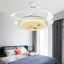 Chinese style white dimmable ceiling fan light bedroom smart fan