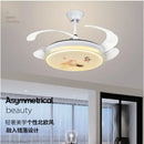 Chinese style white dimmable ceiling fan light bedroom smart fan