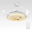 Chinese style white dimmable ceiling fan light bedroom smart fan