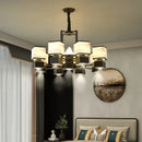 Chinese zen marble chandelier for living room with frosted glass