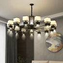 Chinese zen marble chandelier for living room with frosted glass