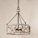 Chokio 3-Light Distressed White Drum Chandelier