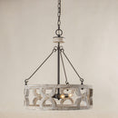 Chokio 3-Light Distressed White Drum Chandelier