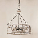 Chokio 3-Light Distressed White Drum Chandelier