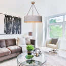 Chouinard 3-Light Natural Wooden Drum Chandelier