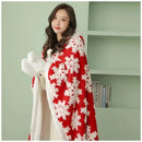 Christmas red & white snowflake wearable blanket bedroom coral velvet