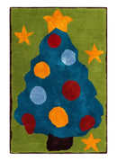 Christmas Rug 2x3 Blue and Green Christmas Tree Rug for Kids room, Kids Rug