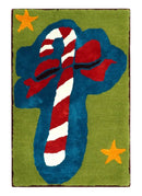 Christmas Rug 2x3 Blue, Green and Brown Candy Cane Rug for Kids room, Kids Rug