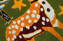 Christmas Rug 2x3 Green and Gold Reindeer Rug for Kids room decor, Playful Kids Rug
