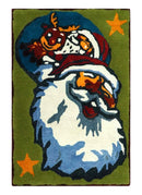 Christmas Rug 2x3 Ivory, Blue and Green Santa Claus Rug for Kids room, Kids Rug