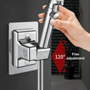 Chrome adjustable shower head holder with hose for bathroom