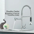 Chrome and black dual spout brass kitchen sink faucet