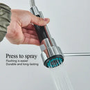 Chrome and black dual spout brass kitchen sink faucet