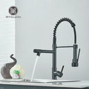 Chrome and black dual spout brass kitchen sink faucet