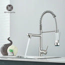Chrome and black dual spout brass kitchen sink faucet