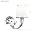 Chrome and white glass wall light fixture bedroom crystal wall lamp