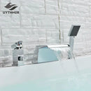 Chrome brass bathroom faucet waterfall bathtub tap with showerhead