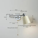 Chrome cream led swing arm wall lamp for bedroom with pull chain