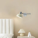 Chrome cream led swing arm wall lamp for bedroom with pull chain