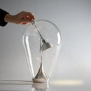 Chrome curved arm glass bulb led table lamp bedroom black shade