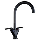 Chrome double handle kitchen sink mixer tap with swivel spout