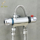 Chrome dual handle thermostatic shower faucet mixer – bathroom valve