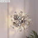 Chrome sputnik flushmount amber crystal ball ceiling light bedroom