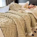 Chunky knit cream & black coral fleece blanket bedroom throw